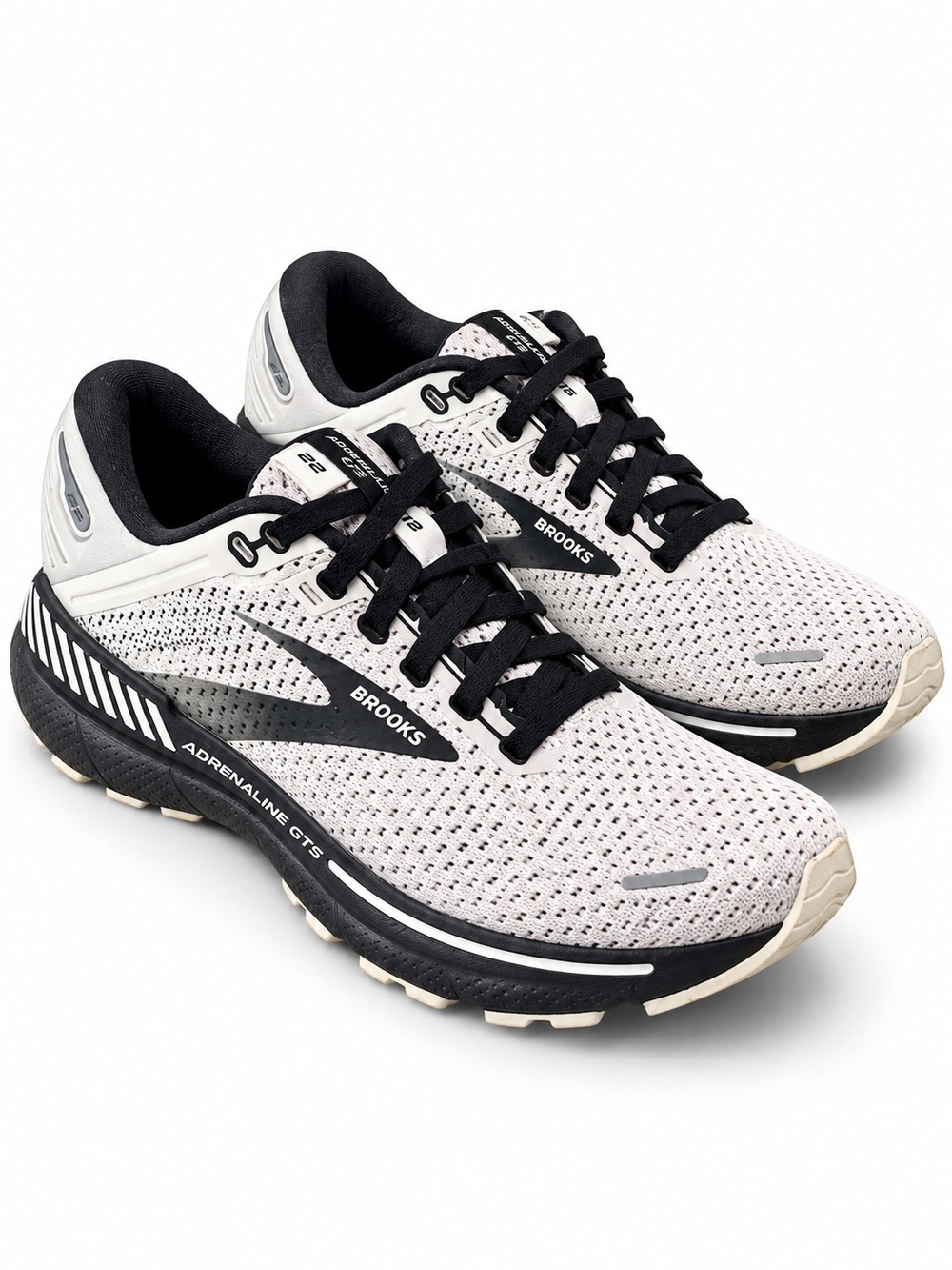 Brooks Adrenaline GTS 22 White Black Running Shoes Women's Size 6 B